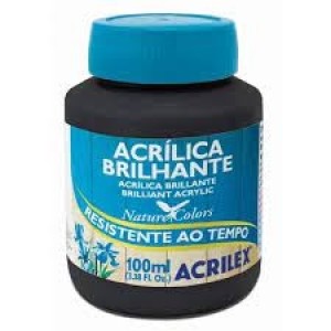 TINTA ACRILICA BRILHANTE 100ML 520/PRETO ACRILEX - UN